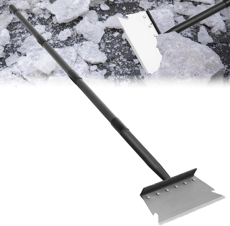 TwinkleTool Garden Cleaning Shovel, Floor Scraper, Ice Scraper, 59 Inch Adjustable Heavy Duty Snow Scraper Long Handle, Garden Flat Shovel for Lawn Edging Weeding Digging Snow Removal and Ice Scraping, Sliver - Image 1
